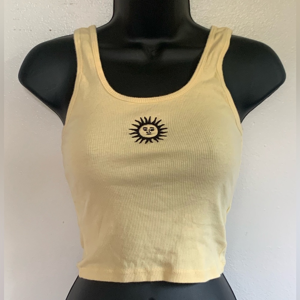 Yellow sun Hollister cropped tank top